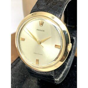 Rolex Men's Watch 9996 Vintage Swiss Mechanical 18k Gold Case Silver Dial 36mm